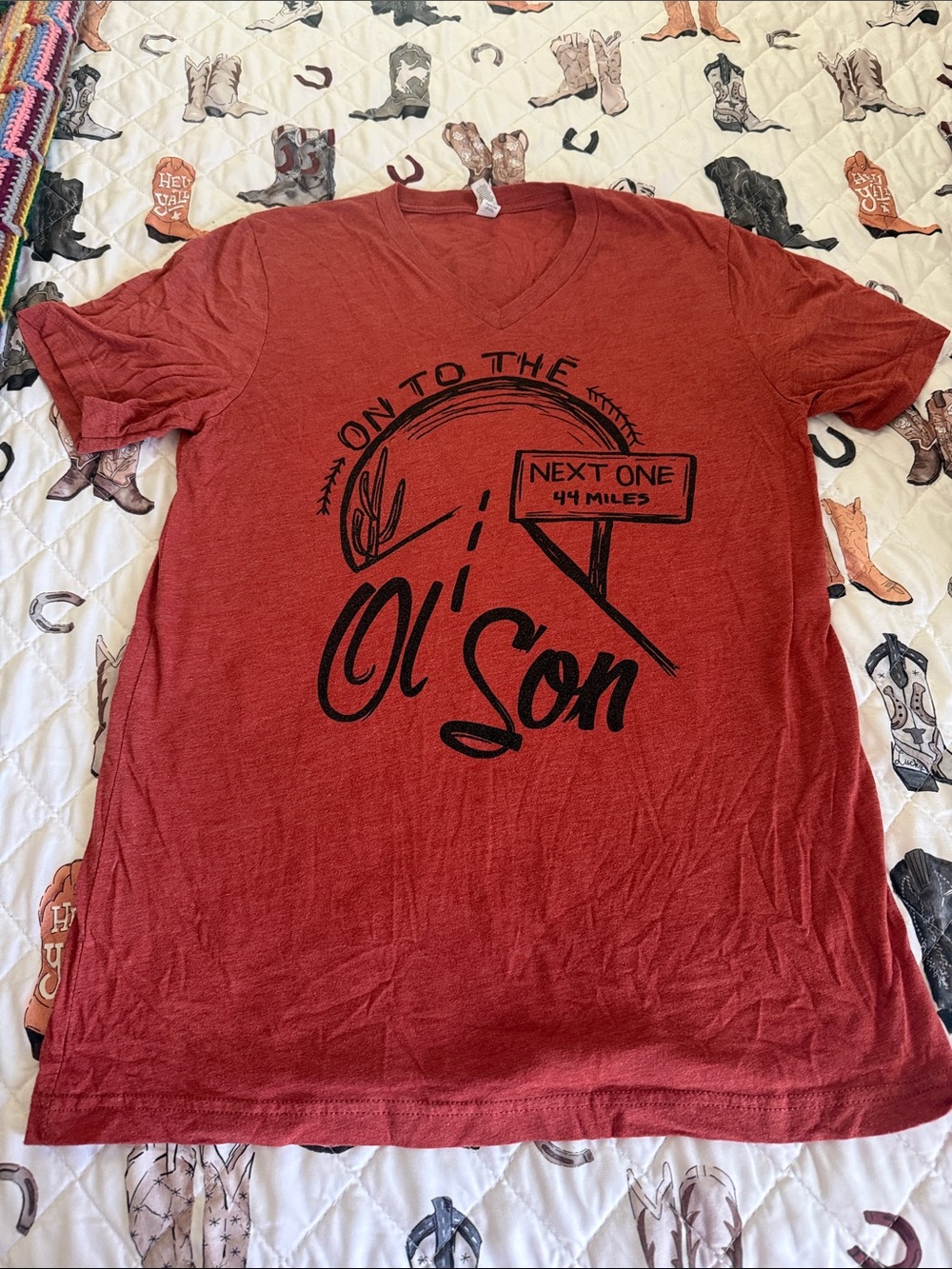 Dale Brisby Rust Red Graphic Tee with 'Ol' Son' Road Print